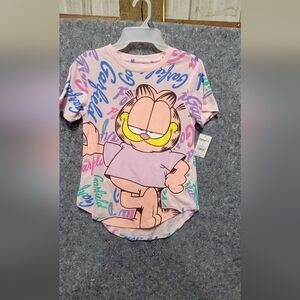 Garfield Kids Pink Graphic T-Shirt Size XS New